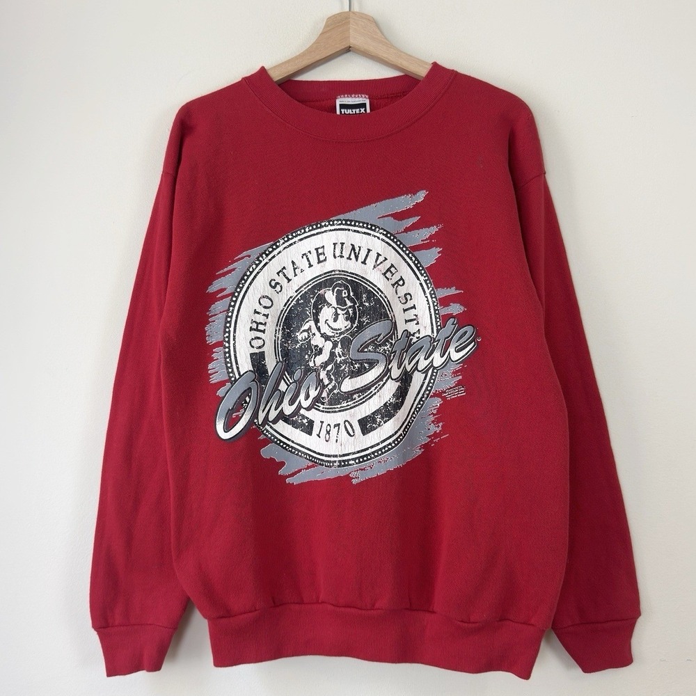 Vintage 90's Ohio State Buckeyes NCAA Red Crewneck Sweatshirt - Large